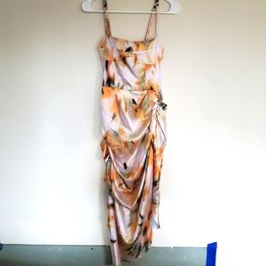 Women's Tropical Party Dress with Leg Slit